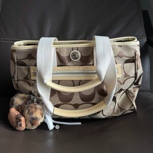 Coach Cream and Brown Tote Bag